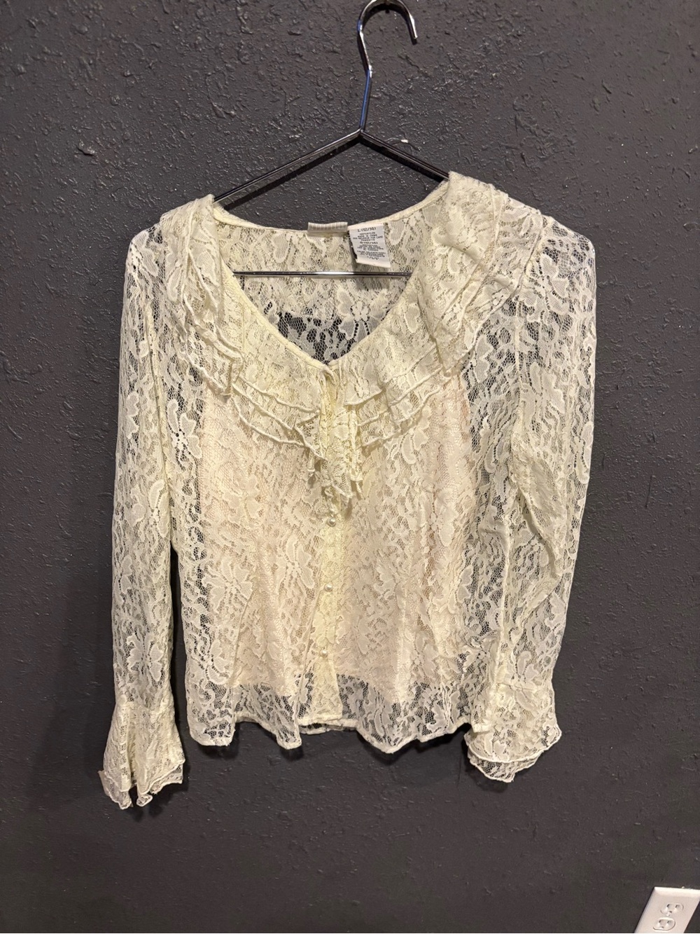 White Stag Lace Ruffle V-Neck Blouse